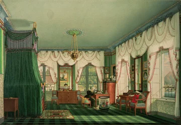 El dormitorio de Isabel de Baviera, Schloss Tegernsee. c.1840